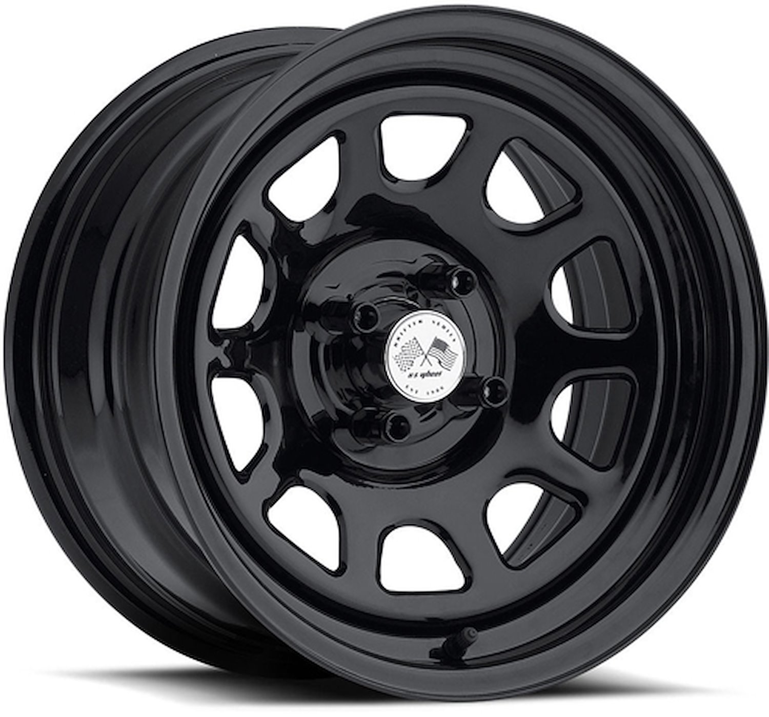 PAINTED DAYTONA FWD DRIFTER BLACK 15 x 7 4 x 100 Bolt Circle 4 Back Spacing 0 offset 266 Center Bore 1400 lbs Load Rating