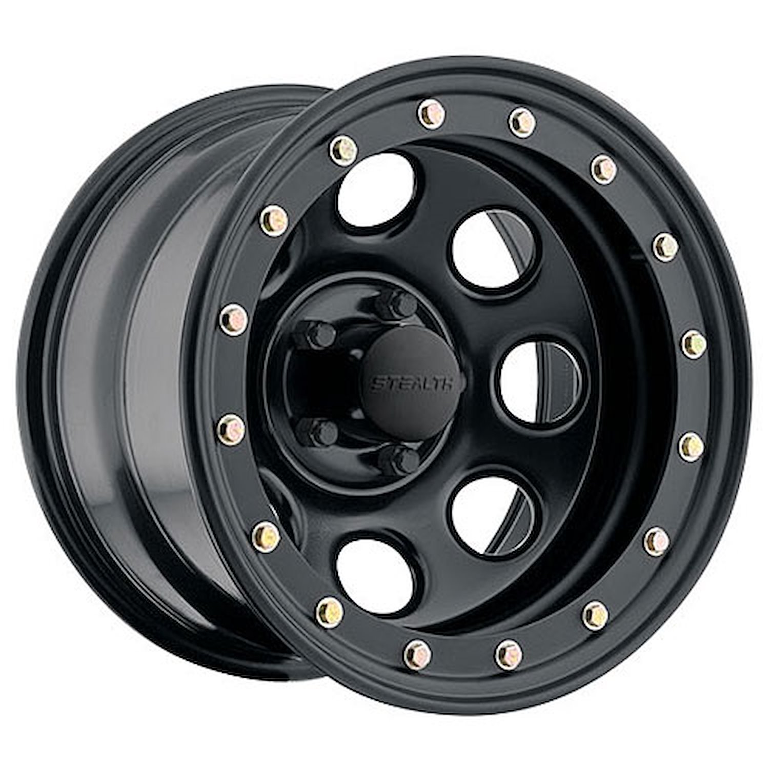 Simulated Beadlock Stealth Black Crawler Wheel (Series 046) Size: 15" x 10"