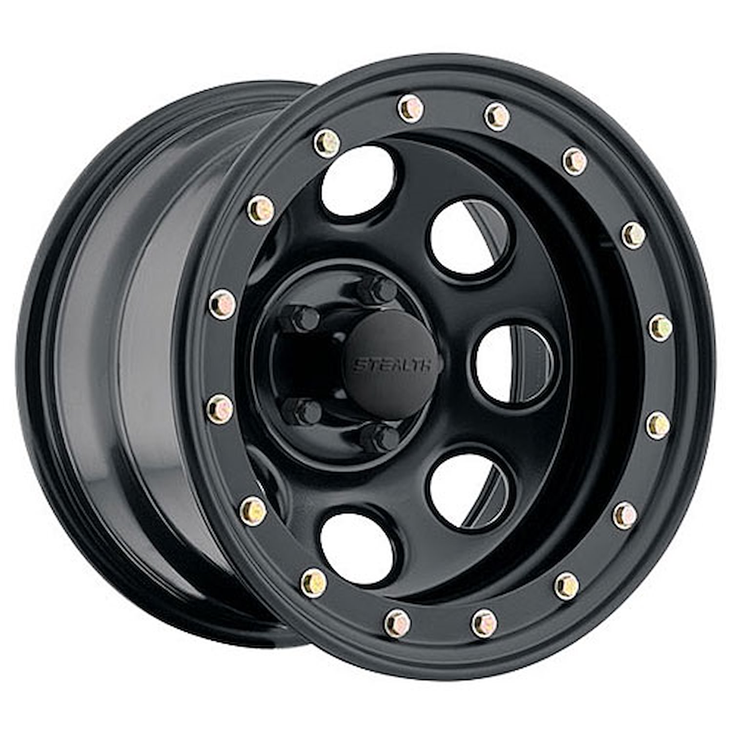 Simulated Beadlock Stealth Black Crawler Wheel (Series 046) Size: 15" x 7"