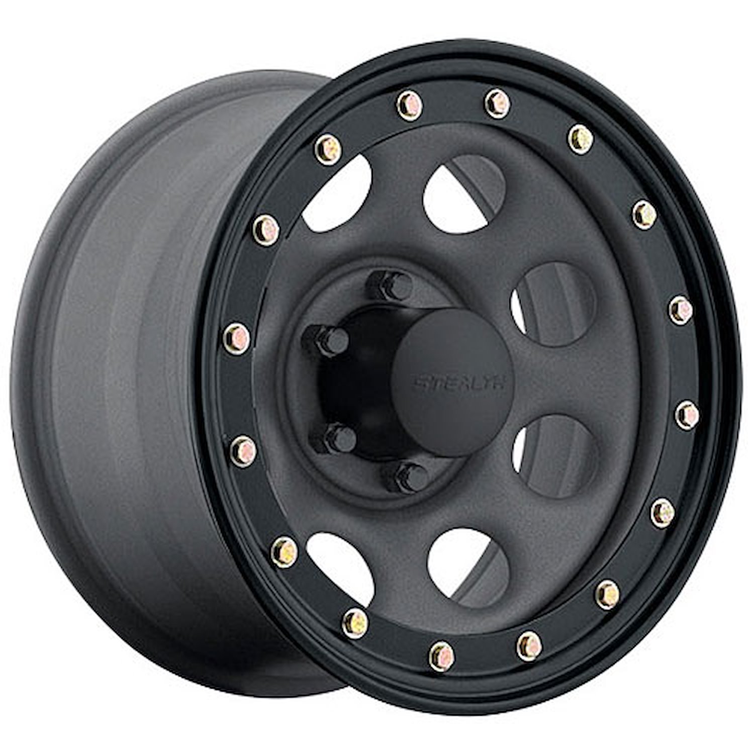 Simulated Beadlock Stealth Gunmetal Crawler Wheel (Series 046) Size: 17" x 8"