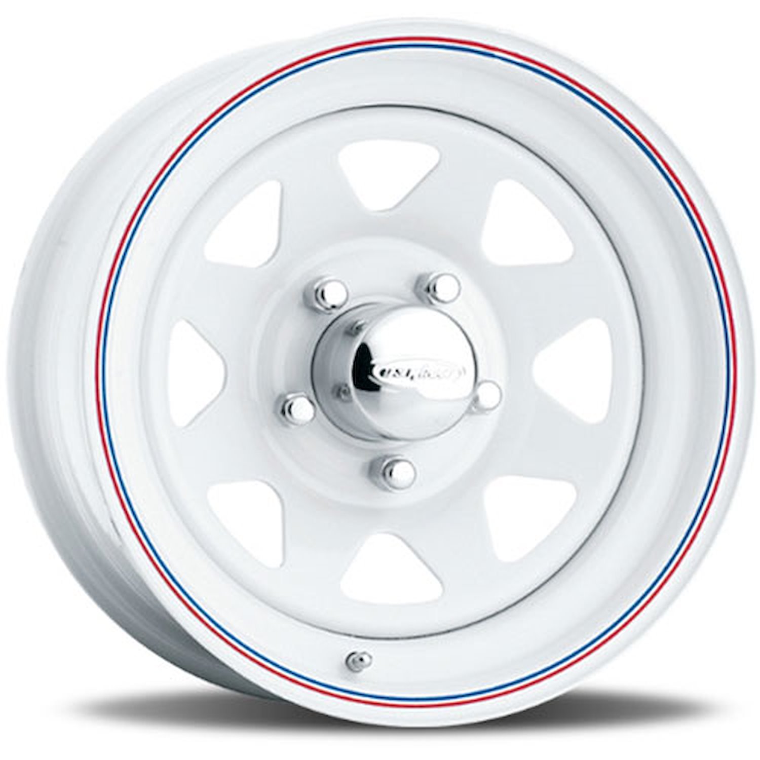 WHITE 8SPOKE 15 x 10 5 x 5 Bolt Circle 375 Back Spacing 44 offset 33 Center Bore 1500 lbs Load Rating