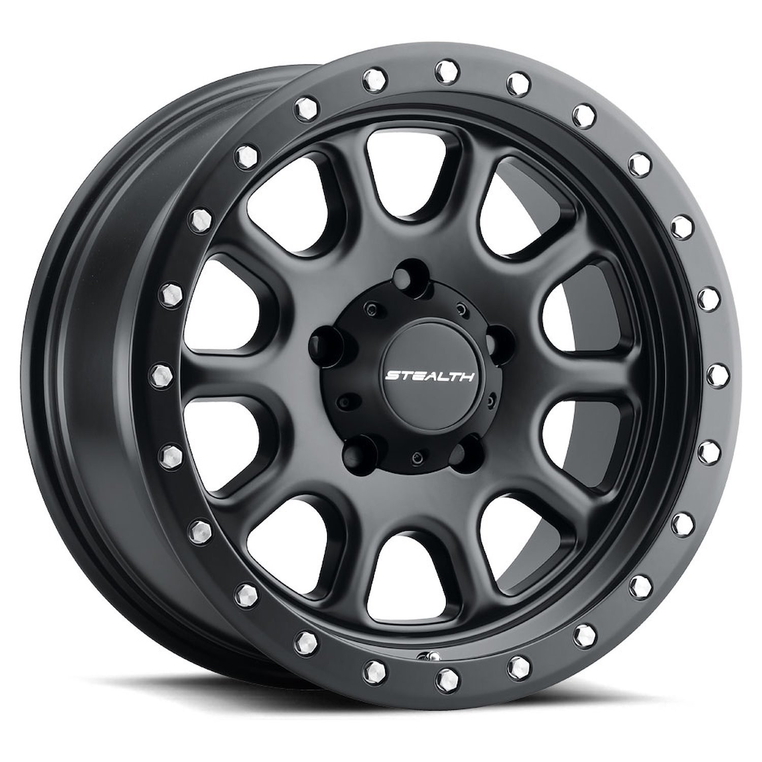 Simulated Beadlock Matte Black Stealth D-Window Wheel (Series 771BL) Size: 17" x 8.5