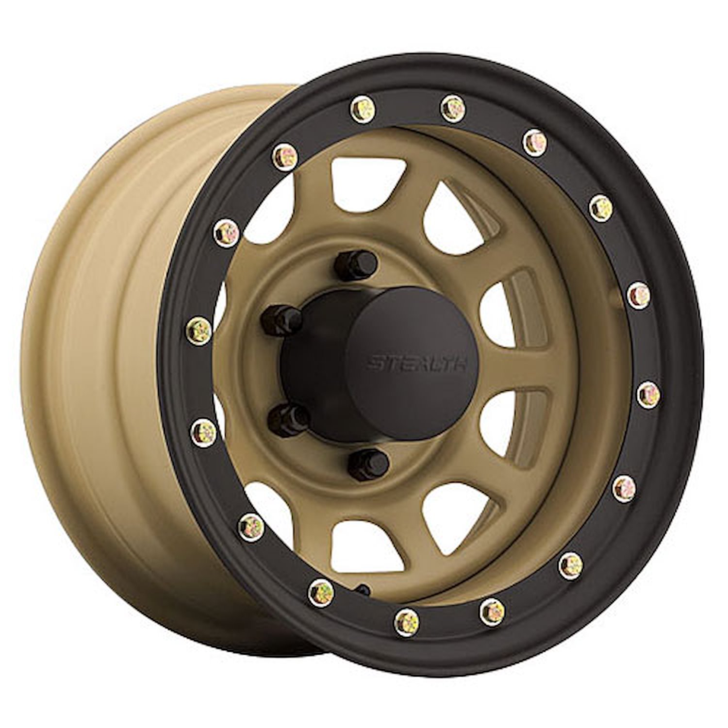 Simulated Beadlock Stealth Desert Sand Daytona Wheel (Series 844) Size: 15" x 12"