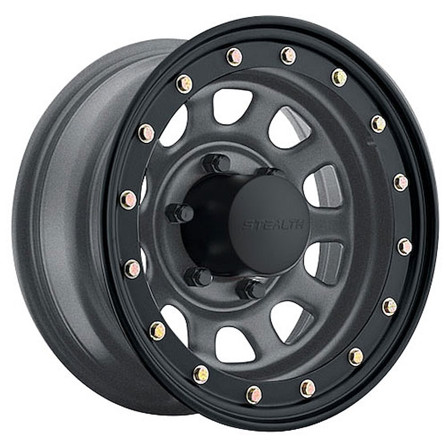 Simulated Beadlock Stealth Gunmetal Daytona Wheel (Series 844) Size: 15" x 8"