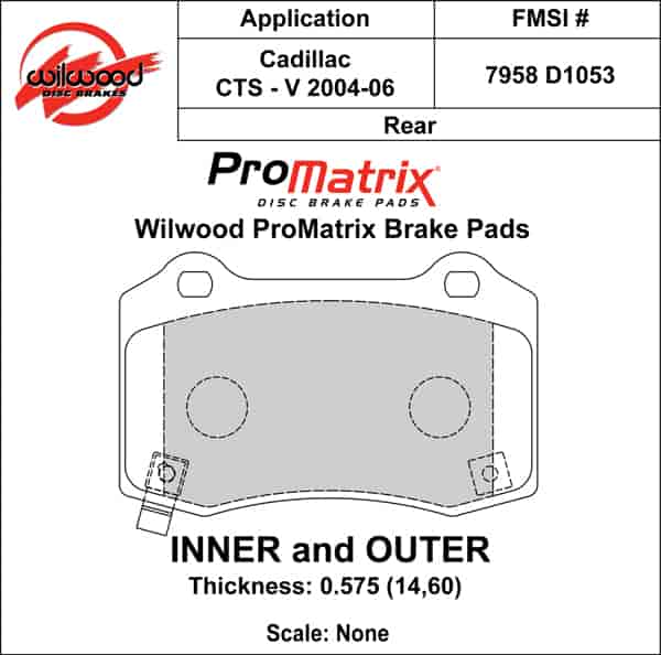 ProMatrix Rear Brake Pads Calipers: 2004-2006 Cadillac