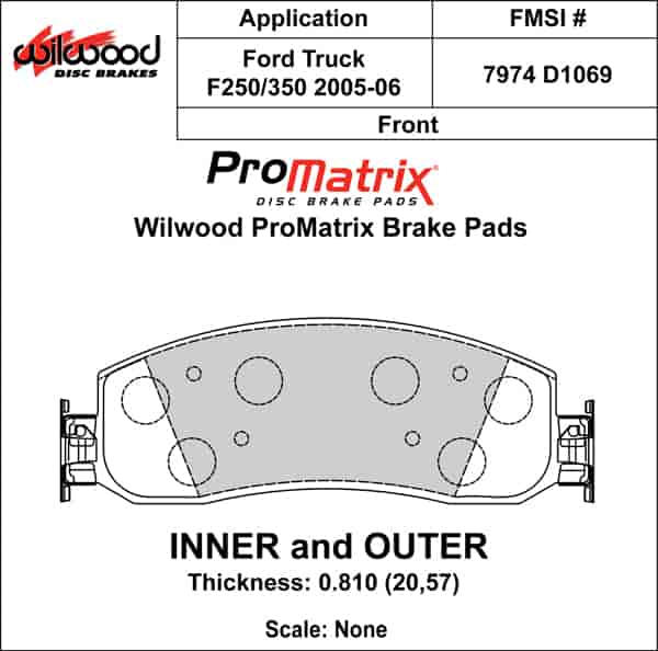 ProMatrix Front Brake Pads Calipers: 2005-2006 Ford
