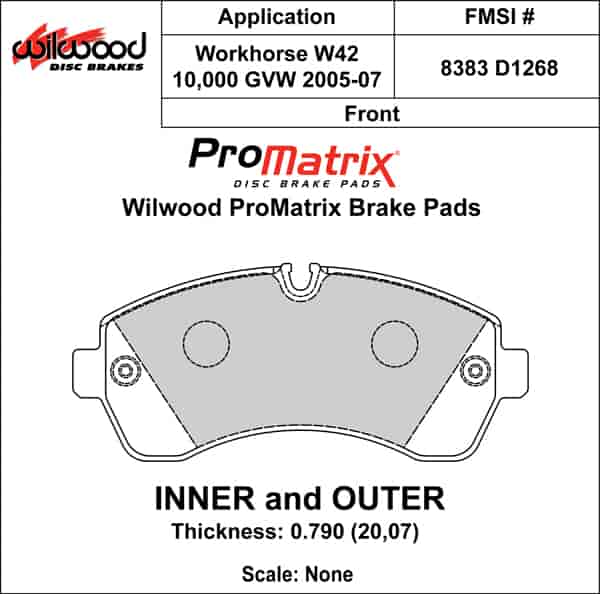 ProMatrix Front Brake Pads Calipers: 2005-2007 Workhorse