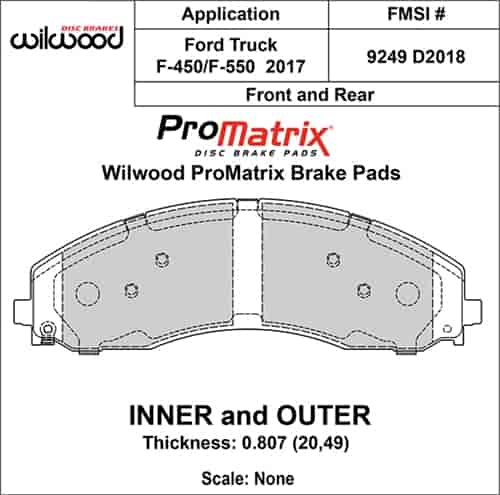 ProMatrix Front & Rear Brake Pads Calipers: 2017 Ford F-450/550 Super Duty