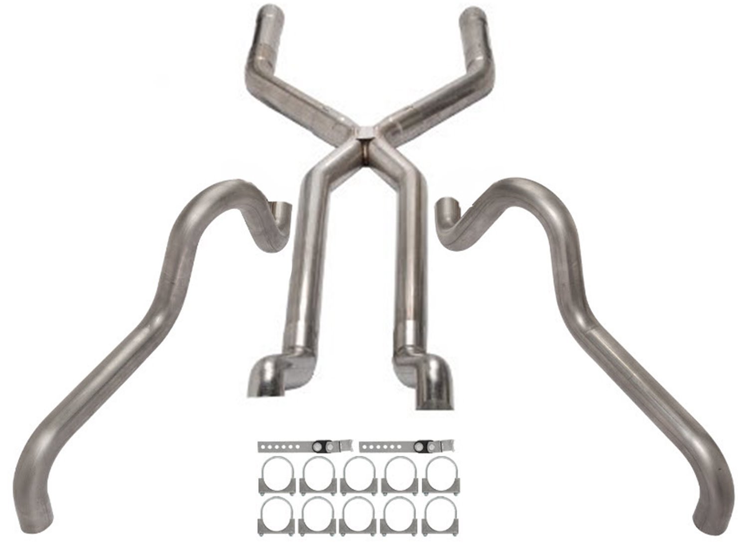SFF10 Crossmember Back Stainless Dual Exhaust System w/X-Pipe for 1966-1971 Ford Fairlane [Quarter Panel Exit]