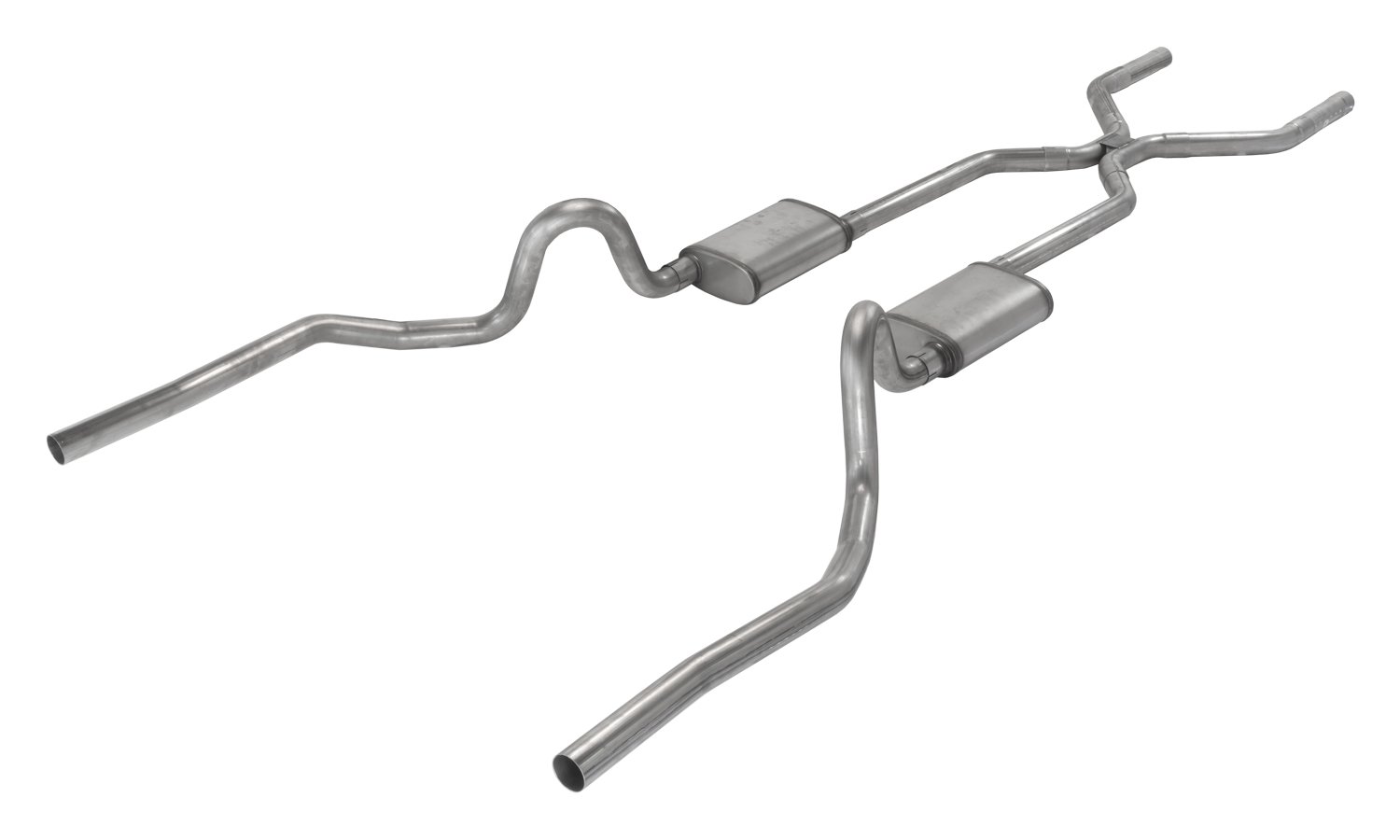 Crossmember Back H-Pipe Exhaust System with Turbo Pro Mufflers for Select 1964-1972 GM A-Body [2.500 in.]