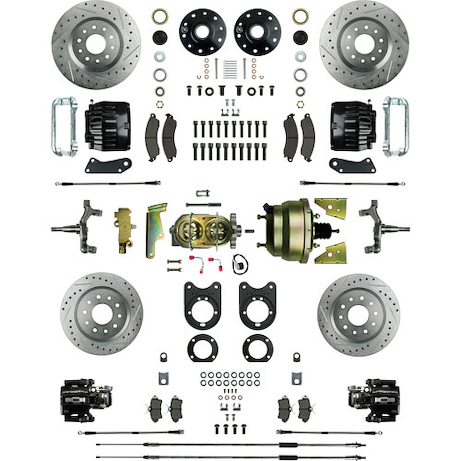 Signature Big Brake "68-"69 "F" Body, "68-"74 "X" Body, Black Calipers, Drop, 4 Wheel Power Disc Conversion