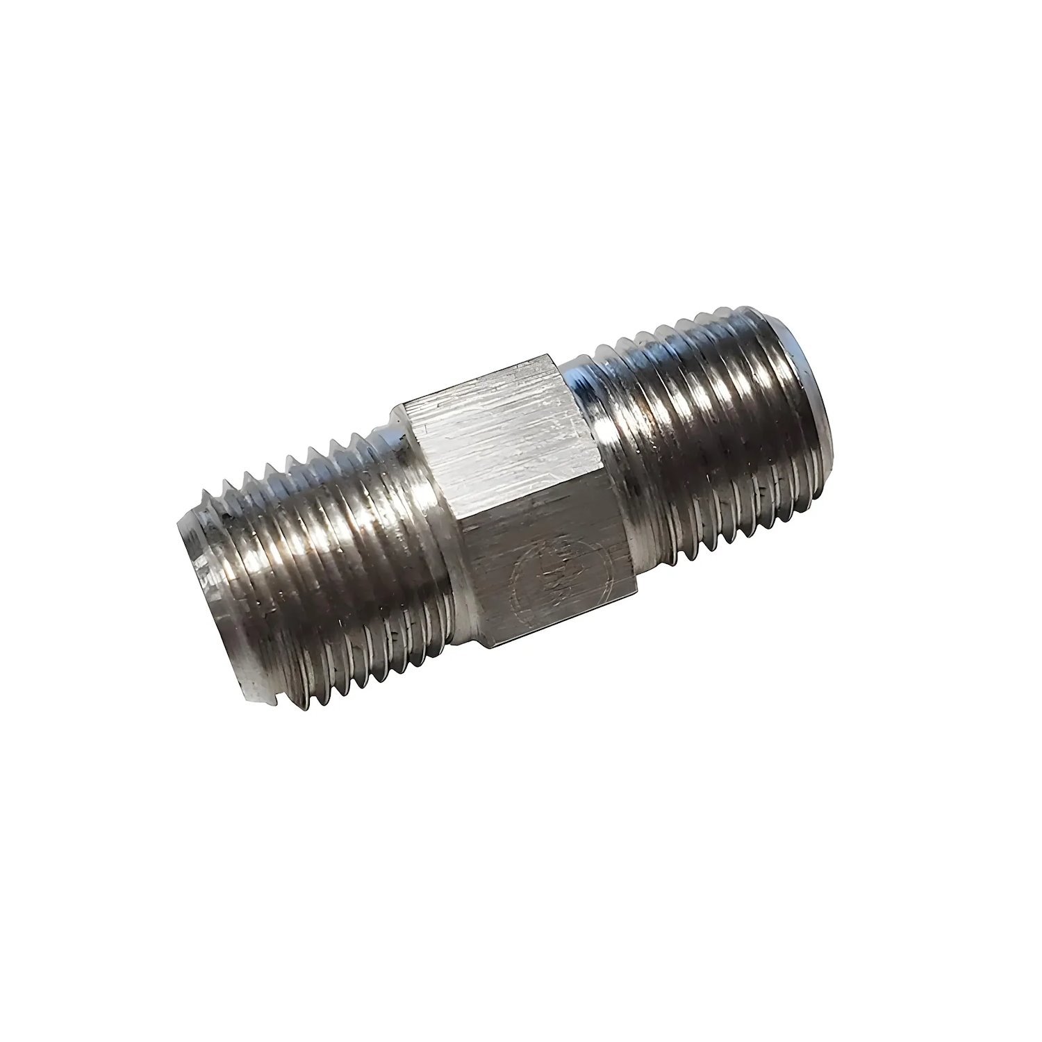 00-01100-SS 1/8 in. NPT x 1/8 in. NPT Straight Fitting, Male/Male, Stainless Steel