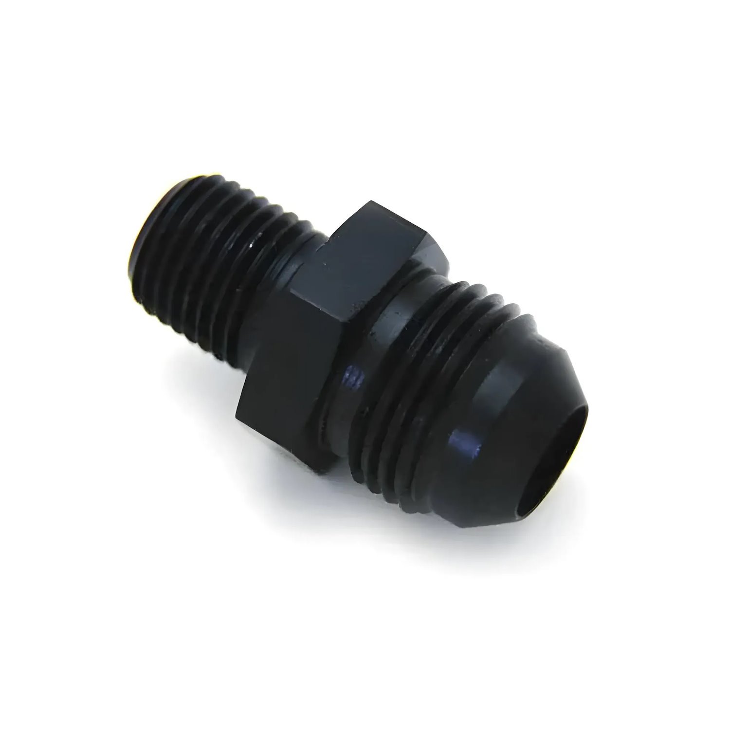 00-01157 1/4 in. NPT x 8AN Straight Fitting- Male/Male, Black