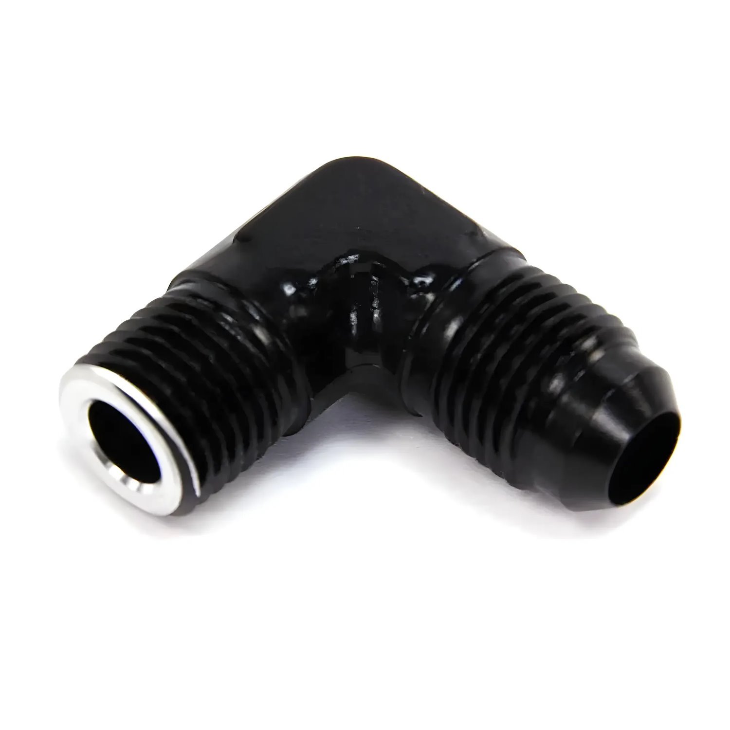 00-01355-N 1/4 in. NPT X 6AN 90-Degree Fitting, Male/Male, Black, For Nitrous Solenoid