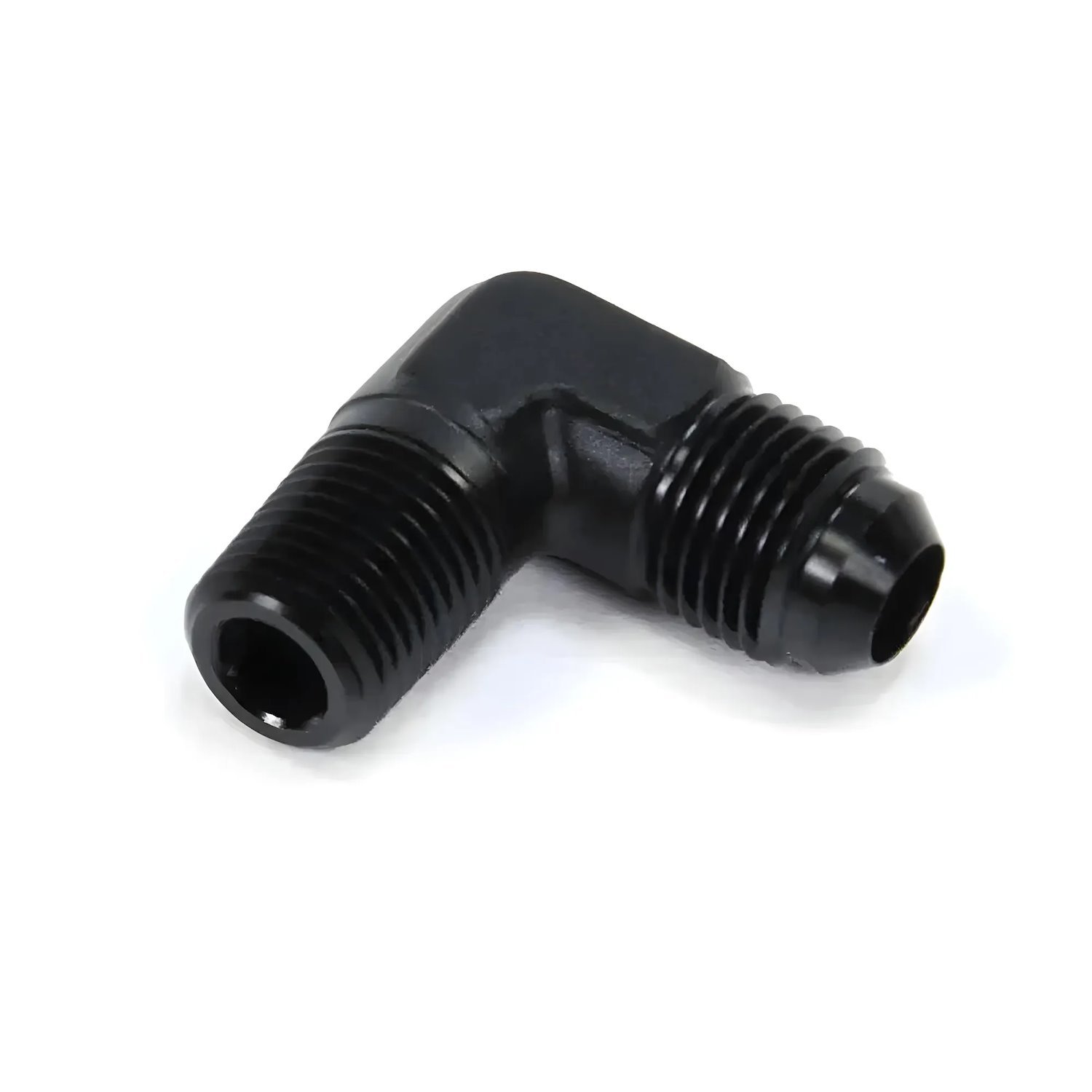 00-01355 1/4 in. NPT x 6AN 90-Degree Fitting, Male/Male, Black