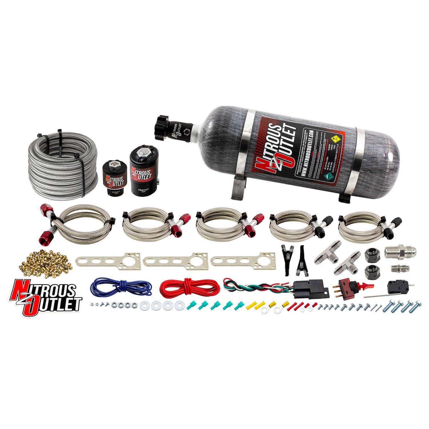 00-10002-12 GM EFI Dual-Nozzle System, Gas/E85, 5-55psi, 70-200HP, 12lb Bottle