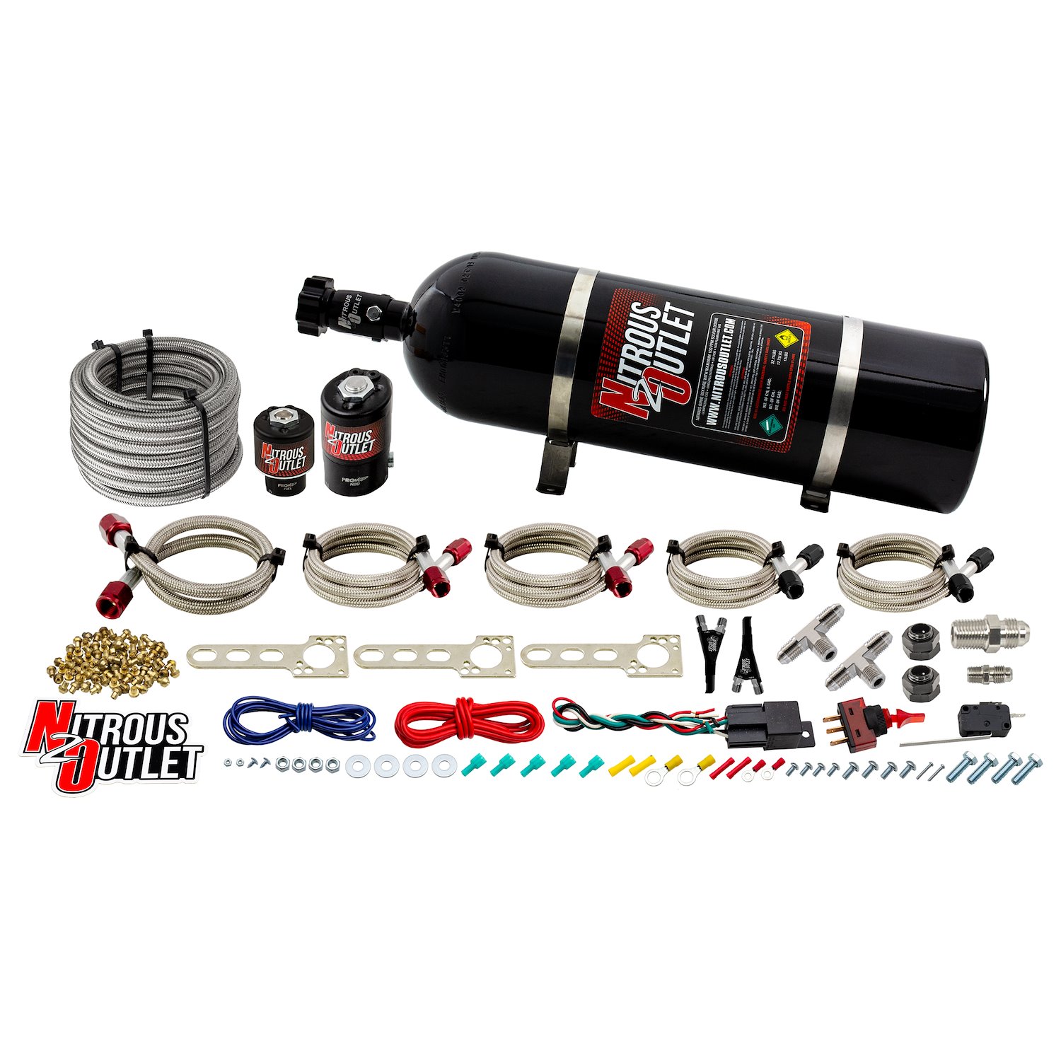 00-10002-15 GM EFI Dual-Nozzle System, Gas/E85, 5-55psi, 70-200HP, 15lb Bottle