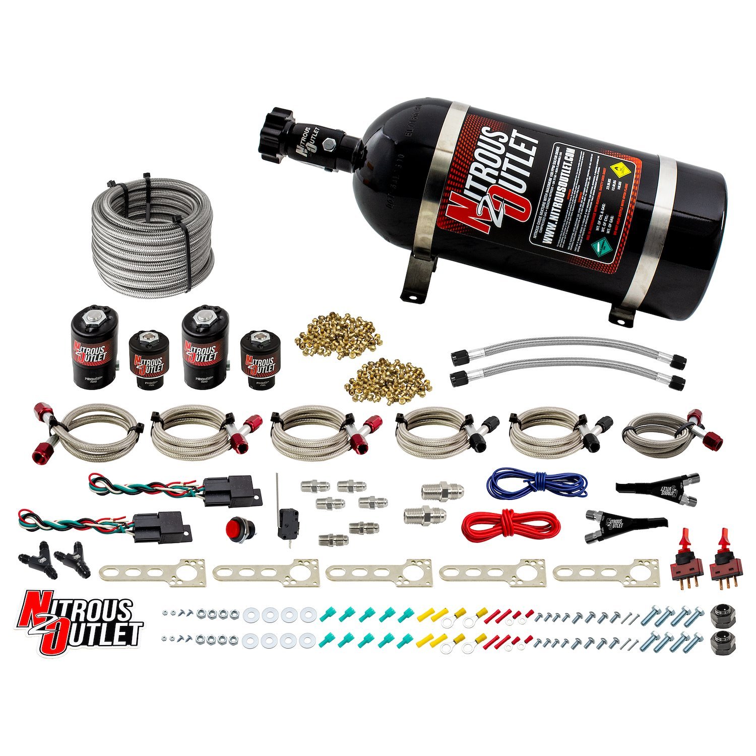 00-10003-10 GM EFI Dual-Stage Single-Nozzle System, Gas/E85, 5-55psi, 35-200HP, 10lb Bottle