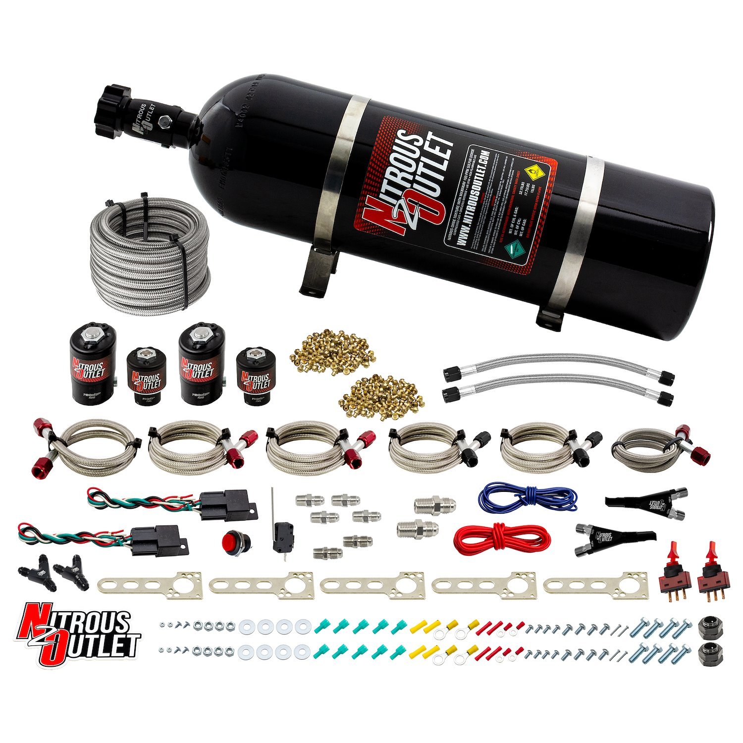 00-10003-15 GM EFI Dual-Stage Single-Nozzle System, Gas/E85, 5-55psi, 35-200HP, 15lb Bottle