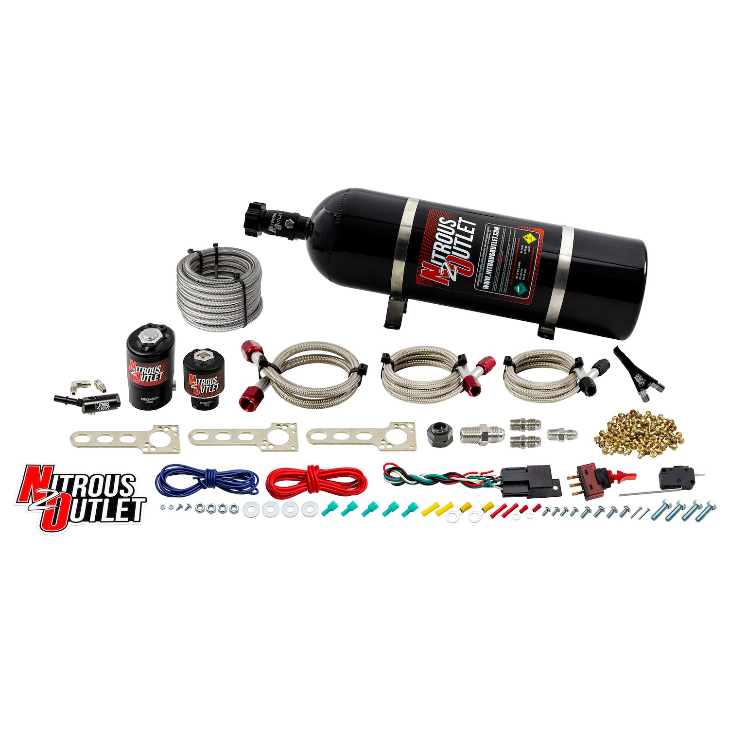 00-10005-15 GM EFI Single-Nozzle System, 2014-2020 GM, Gas/E85, 5-55psi, 35-200HP, 15lb Bottle