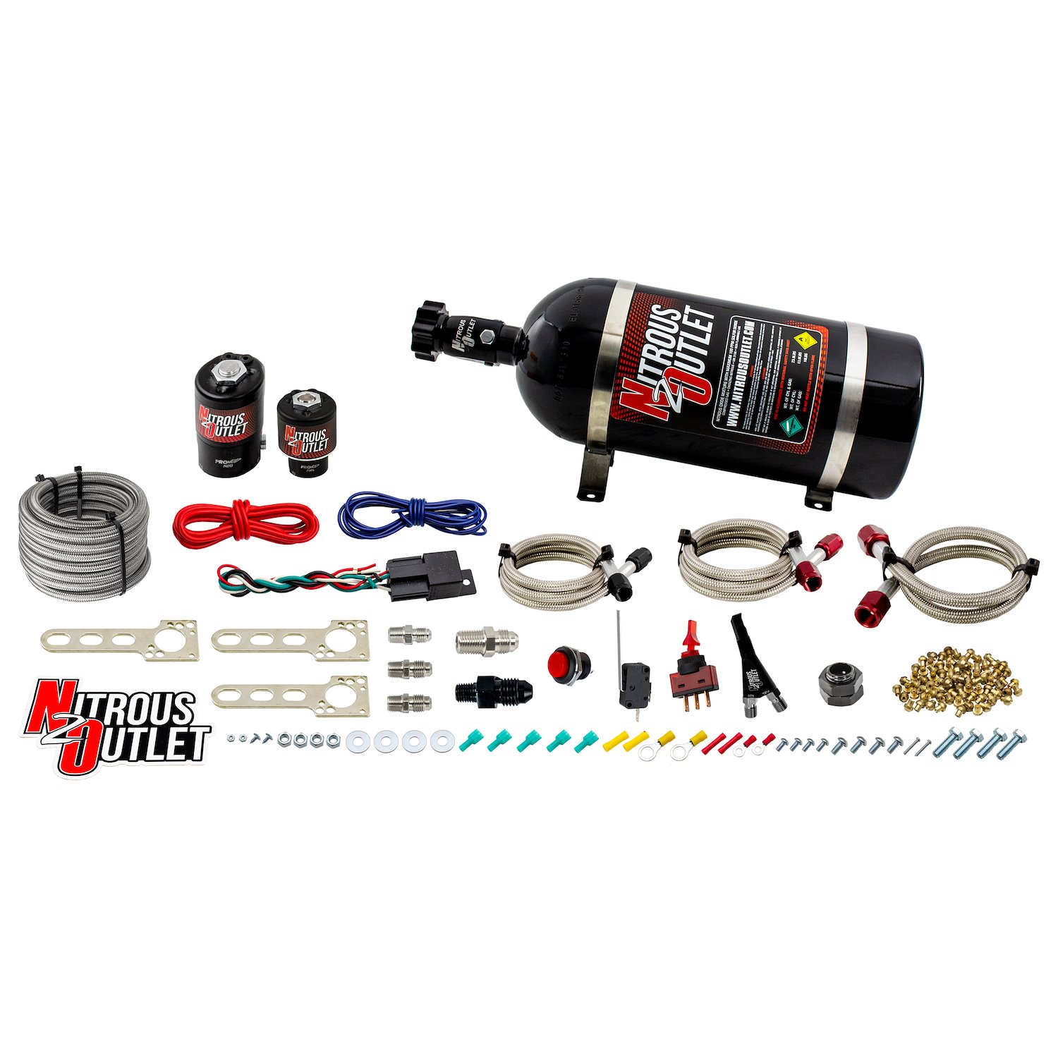 00-10010-10 EFI Single-Nozzle System, 1987-1998 Ford Mustang, Gas/E85, 5-55psi, 35-200HP, 10lb Bottle