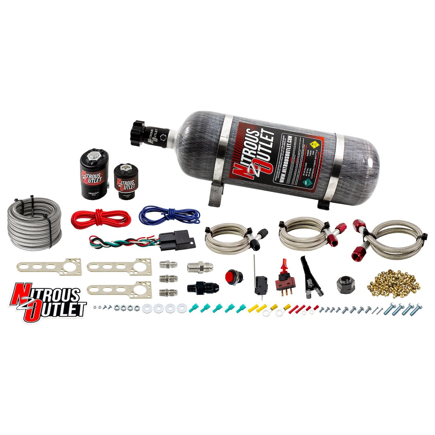 00-10010-12 EFI Single-Nozzle System, 1987-1998 Ford Mustang, Gas/E85, 5-55psi, 35-200HP, 12lb Bottle