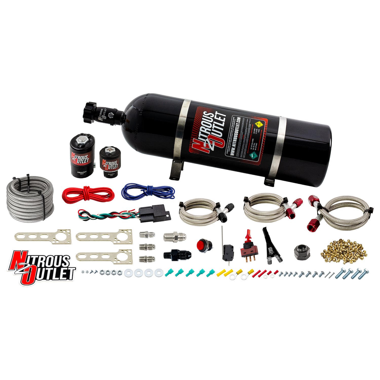 00-10010-15 EFI Single-Nozzle System, 1987-1998 Ford Mustang, Gas/E85, 5-55psi, 35-200HP, 15lb Bottle
