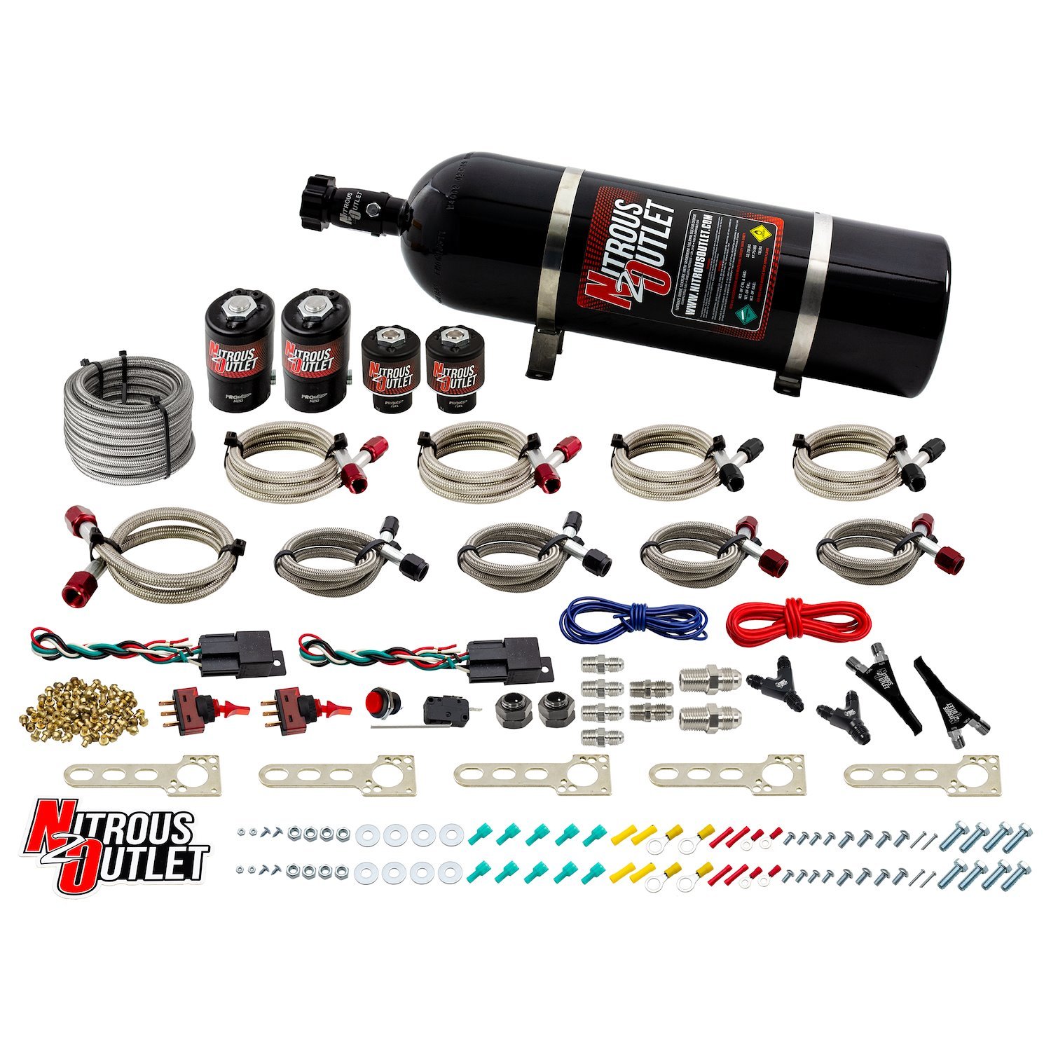 00-10013-15 Ford EFI Dual-Stage Single-Nozzle System, Gas/E85, 5-55psi, 35-200HP, 15lb Bottle