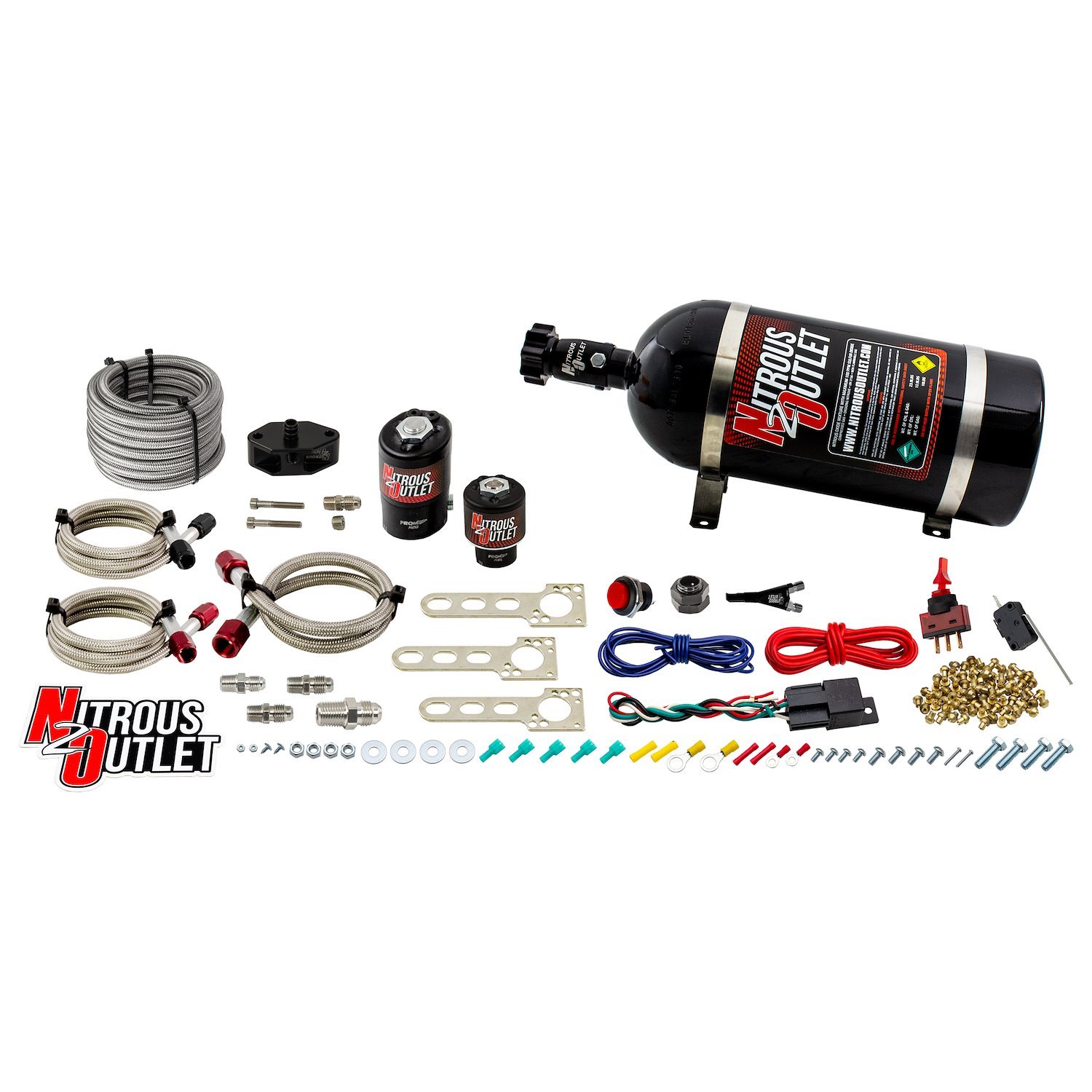 00-10014-10 EFI Single-Nozzle System, 1999-2004 Ford 4.6L 2V/5.4L 2V, Gas/E85, 5-55psi, 35-200HP, 10lb Bottle