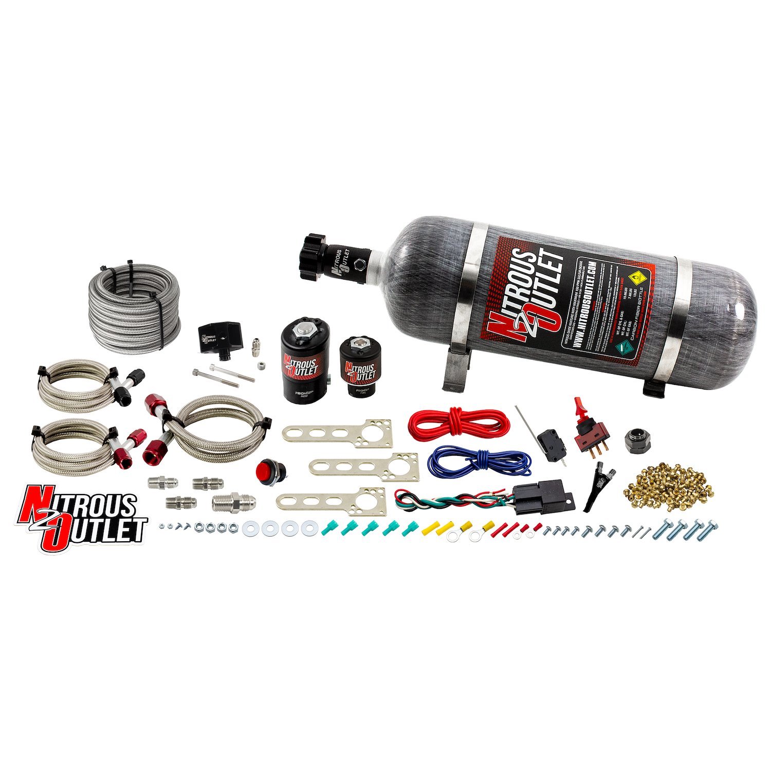 00-10015-12 EFI Single-Nozzle System, 2005-2010 Ford Mustang 4.6L 3V, Gas/E85, 5-55psi, 35-200HP, 12lb Bottle