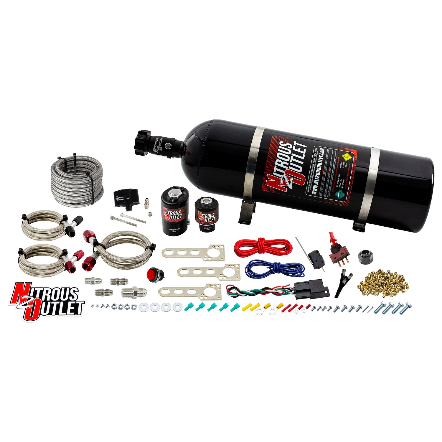 00-10015-15 EFI Single-Nozzle System, 2005-2010 Ford Mustang 4.6L 3V, Gas/E85, 5-55psi, 35-200HP, 15lb Bottle