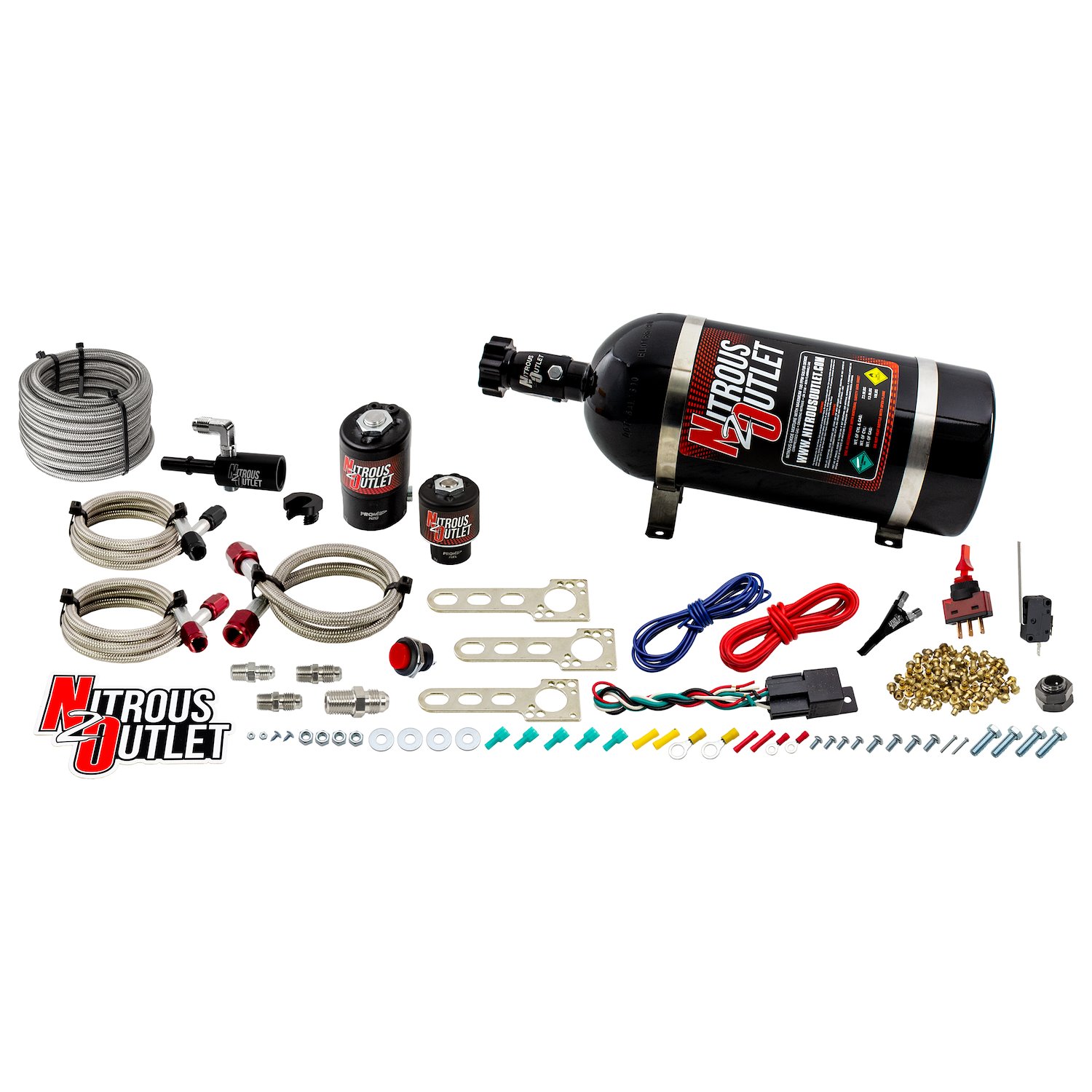 00-10016-10 EFI Single-Nozzle System, 2011-2015 Ford Mustang 5.0/F-150, Gas/E85, 5-55psi, 35-200HP, 10lb Bottle