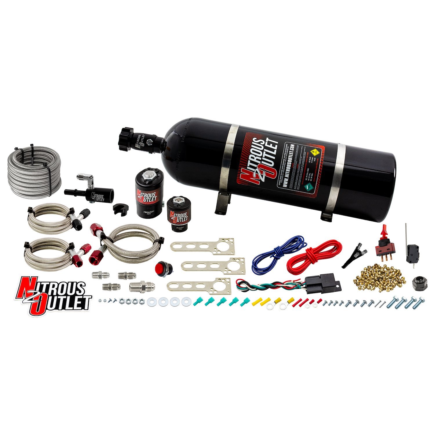 00-10016-15 EFI Single-Nozzle System, 2011-2015 Ford Mustang 5.0/F-150, Gas/E85, 5-55psi, 35-200HP, 15lb Bottle