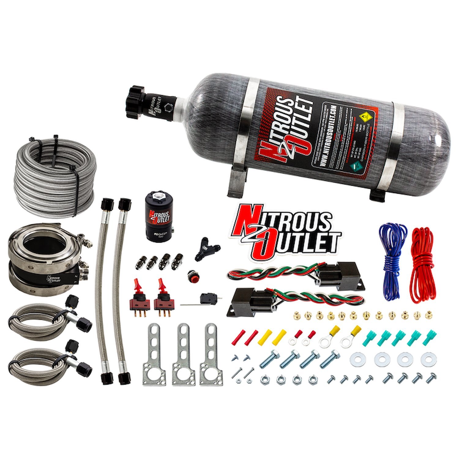 00-10052-12 Interspooler 3 in. Boosted Dual-Stage Dry Nitrous Collar System, 50-400HP, 12lb Bottle