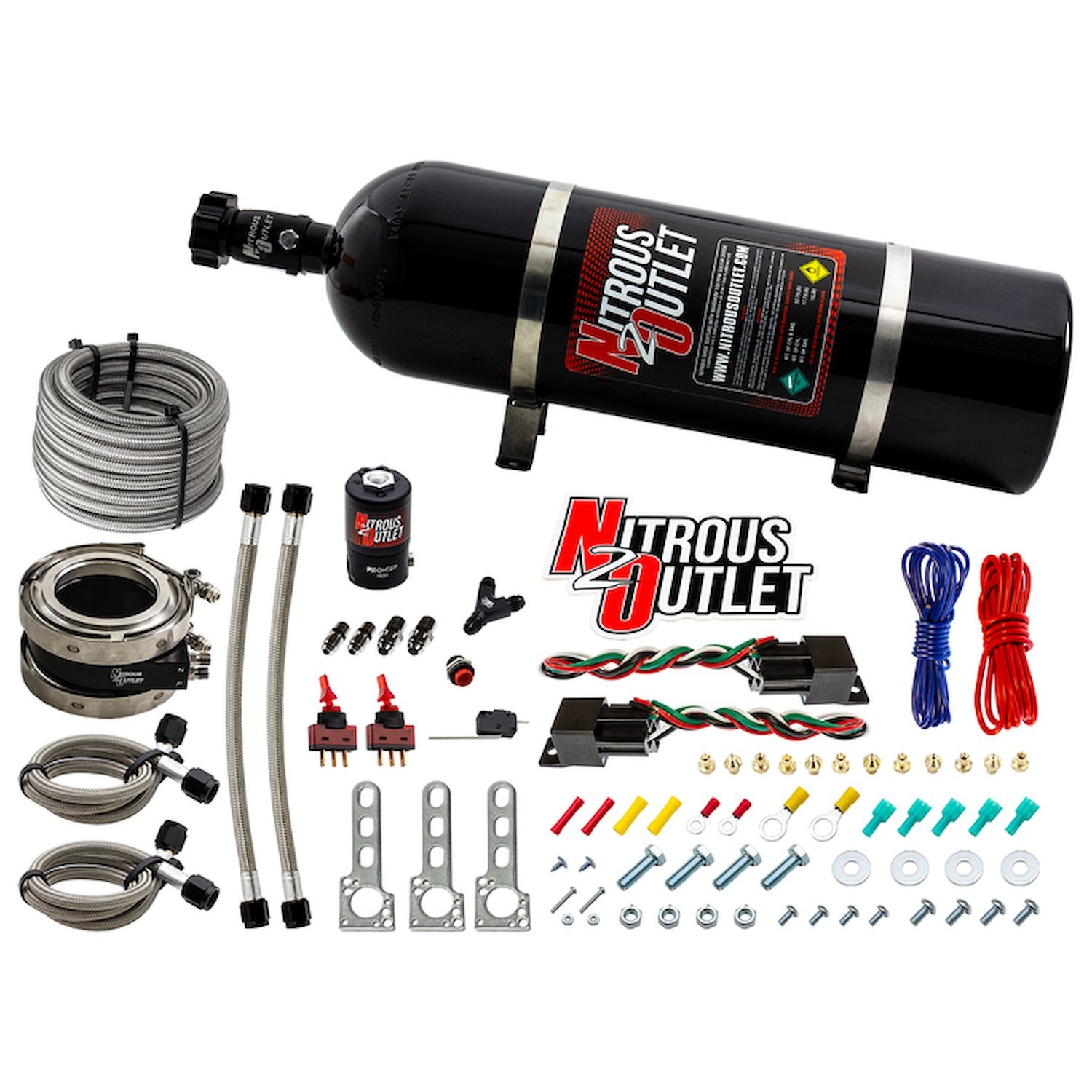 00-10052-15 Interspooler 3 in. Boosted Dual-Stage Dry Nitrous Collar System, 50-400HP, 15lb Bottle