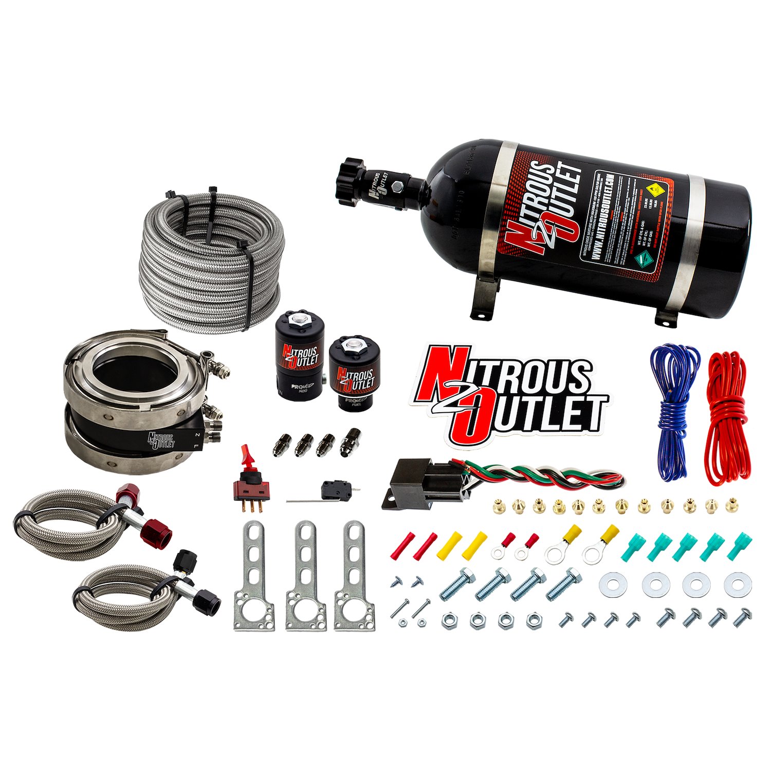 00-10053-10 Interspooler 4 in. Boosted Nitrous Collar System, Gas/E85, 45-55psi, 50-200HP, 10lb Bottle