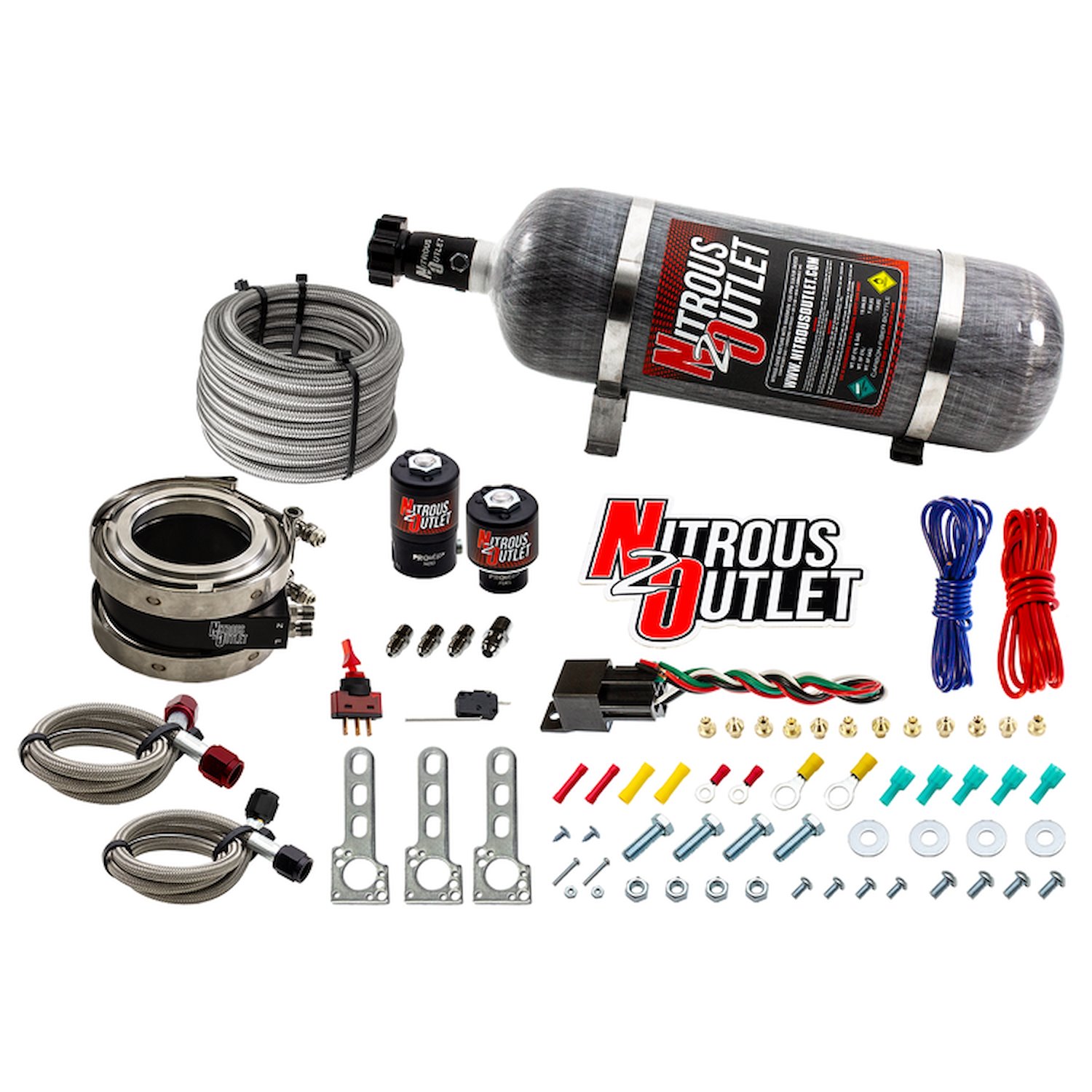 00-10053-12 Interspooler 4 in. Boosted Nitrous Collar System, Gas/E85, 45-55psi, 50-200HP, 12lb Bottle