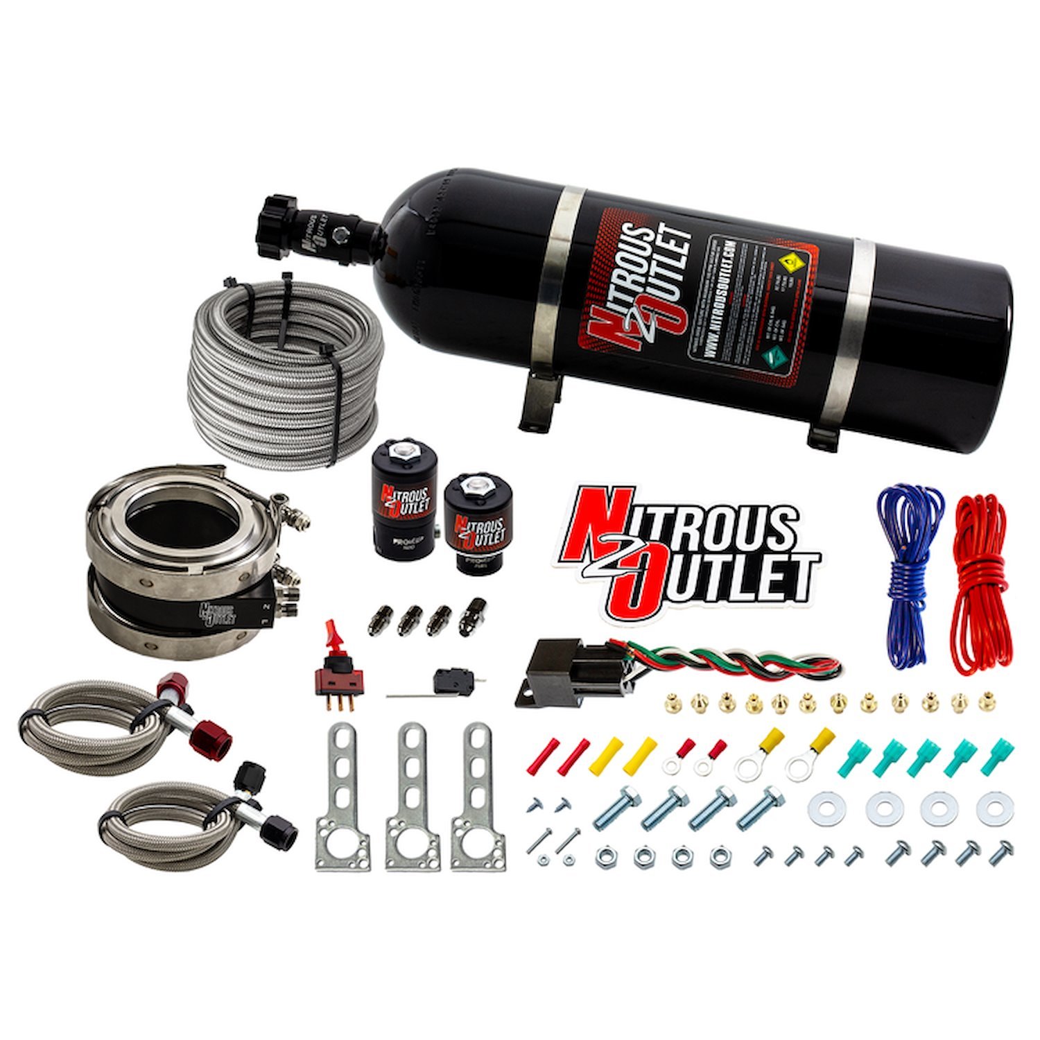 00-10053-15 Interspooler 4 in. Boosted Nitrous Collar System, Gas/E85, 45-55psi, 50-200HP, 15lb Bottle