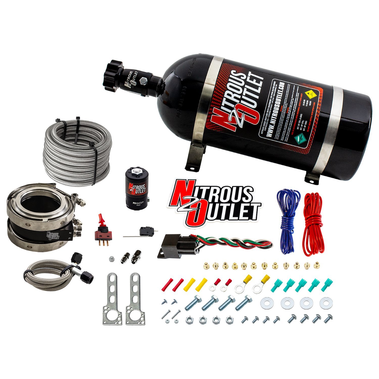 00-10054-10 Interspooler 4 in. Boosted Dry Nitrous Collar System, 50-400HP, 10lb Bottle