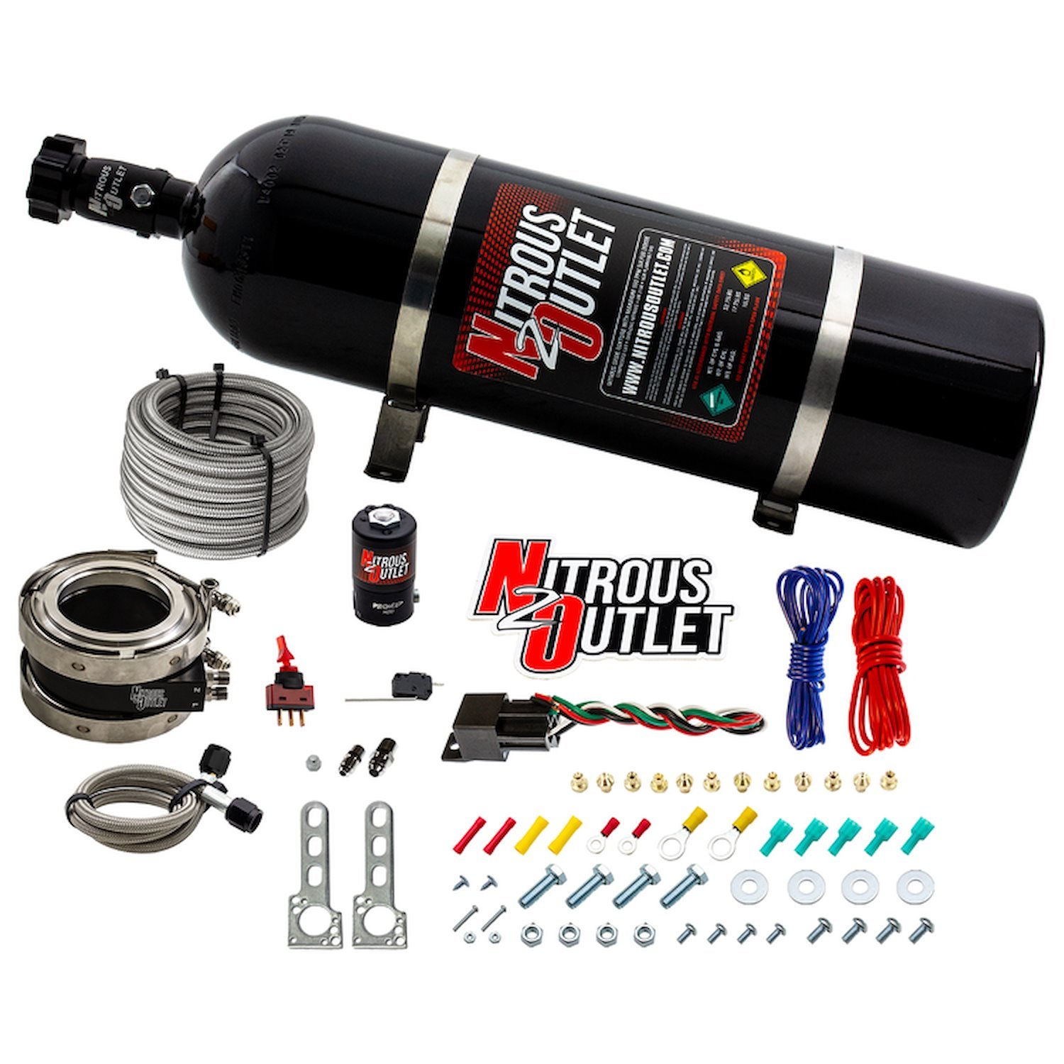 00-10054-15 Interspooler 4 in. Boosted Dry Nitrous Collar System, 50-400HP, 15lb Bottle