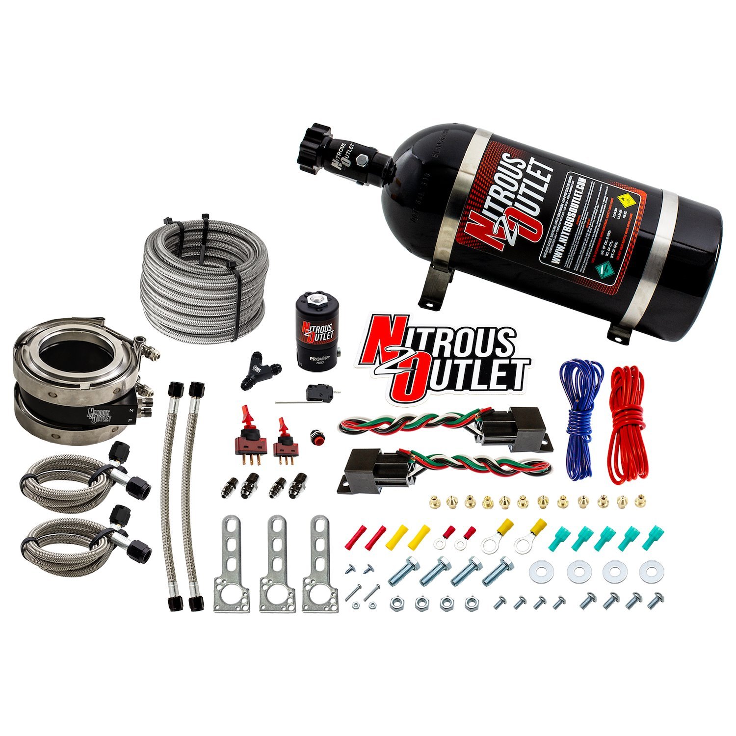 00-10055-10 Interspooler 4 in. Boosted Dual-Stage Dry Nitrous Collar System, 50-400HP, 10lb Bottle