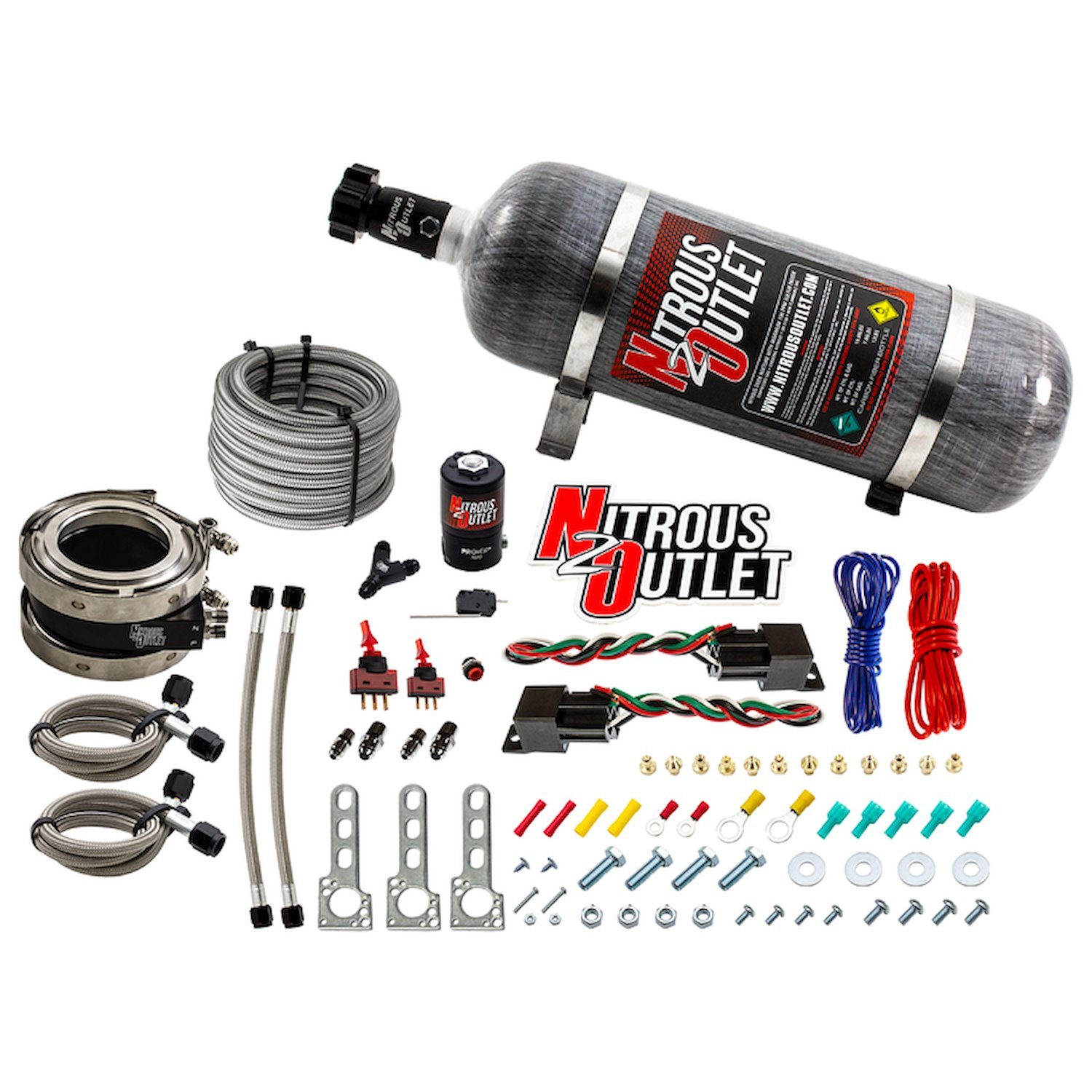 00-10055-12 Interspooler 4 in. Boosted Dual-Stage Dry Nitrous Collar System, 50-400HP, 12lb Bottle