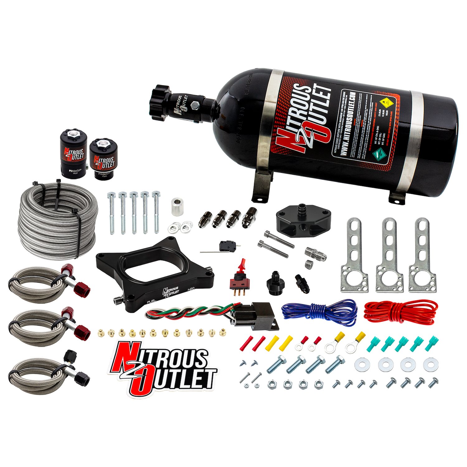 00-10140-10 Ford 1996-2004 4.6L 2V Mustang Plate System, Gas/E85, 5-55psi, 50-200HP, 10lb Bottle