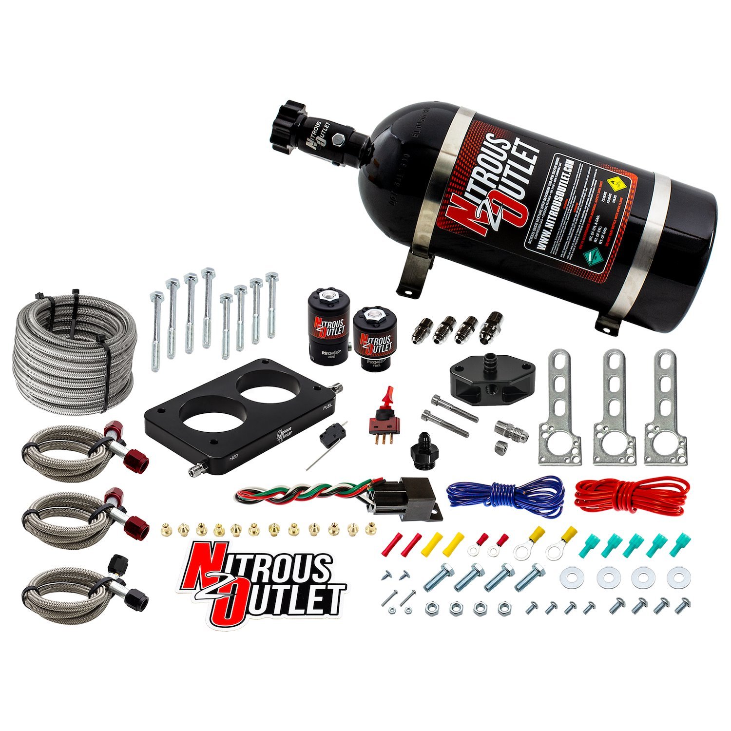 00-10142-10 Ford 2005-2010 4.6L 3V Mustang Plate System, Gas/E85, 5-55psi, 50-200HP, 10lb Bottle