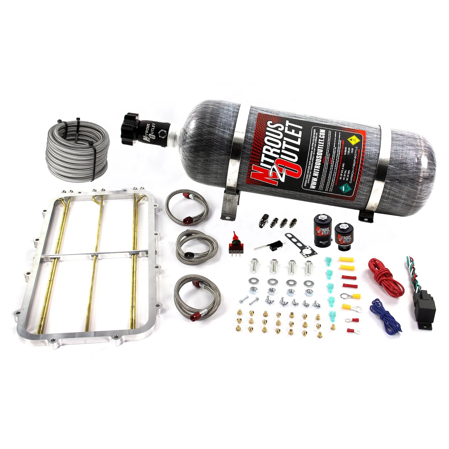 00-10183-12 GM Holley Hi-Ram Single Stage Intake Spacer Plate System, Gas/E85, 5-55psi, 50-300HP, 12lb Bottle