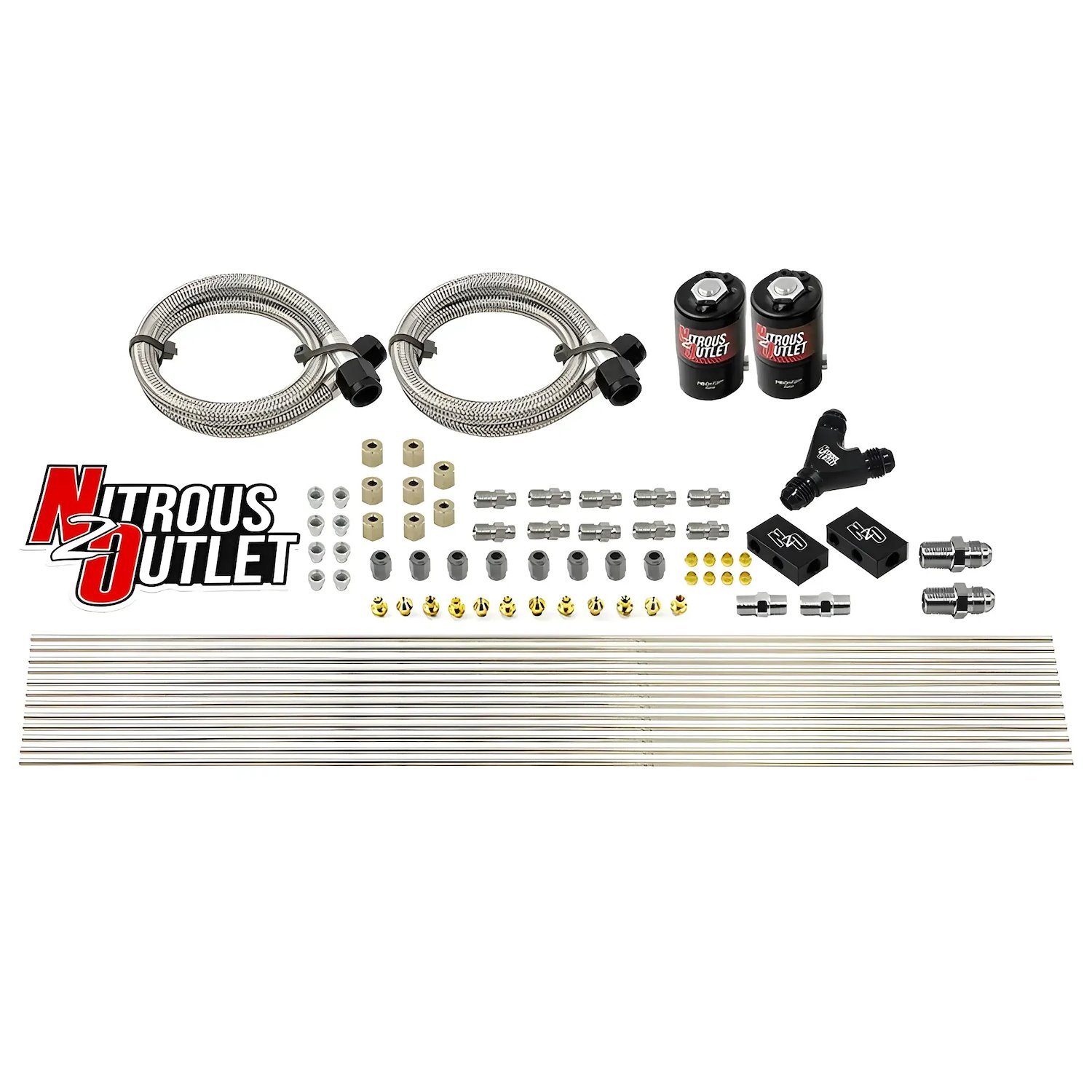 00-10418-H Dry 8-Cyl Solenoid Forward Direct Port Conversion Kit, Two .122 Nitrous Solenoids/Compact Distribution Blocks