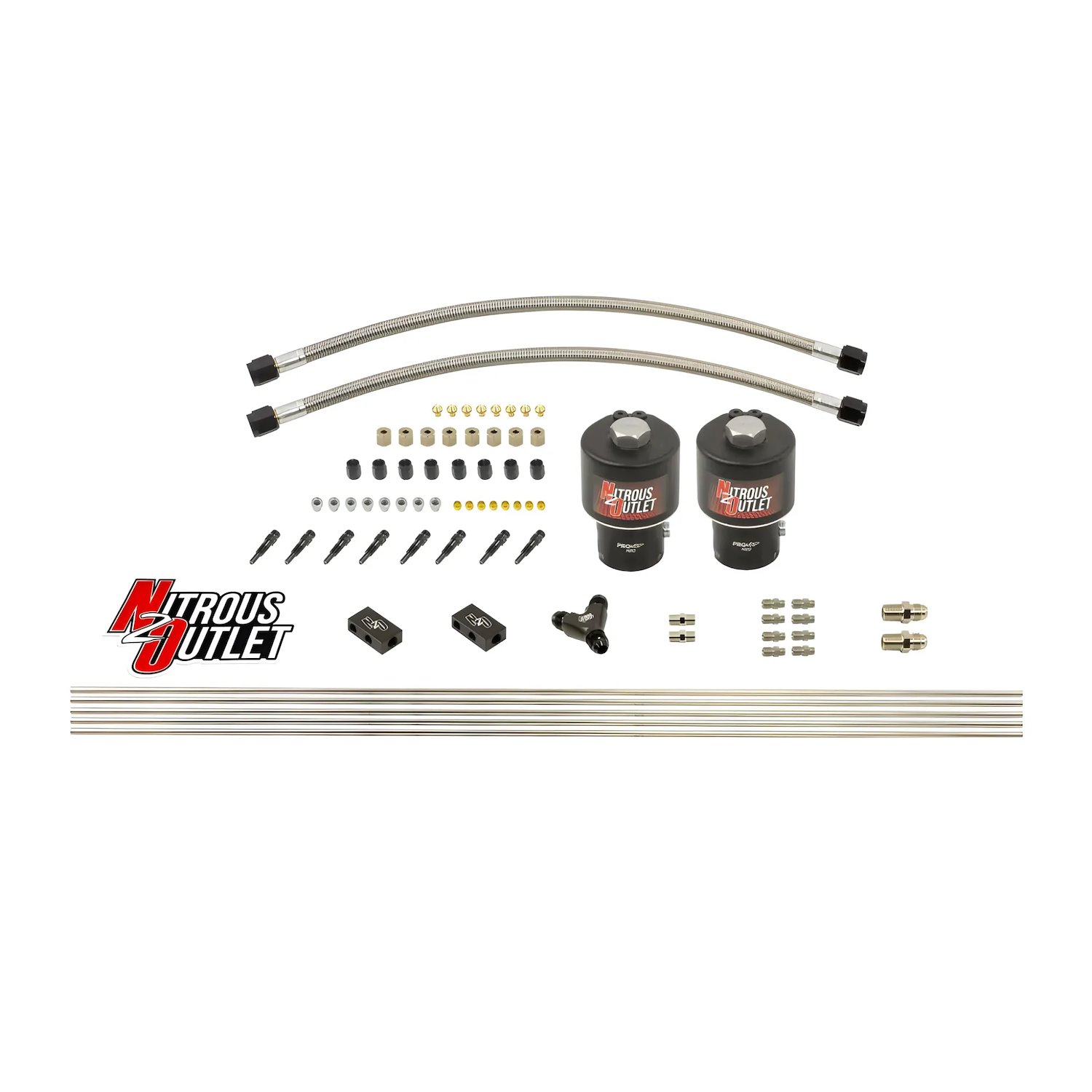 00-10420-T-SBT Dry 8-Cyl Solenoid Forward Direct Port Conversion Kit, Two .178 Trashcan Nitrous Solenoids/Compact Distribution