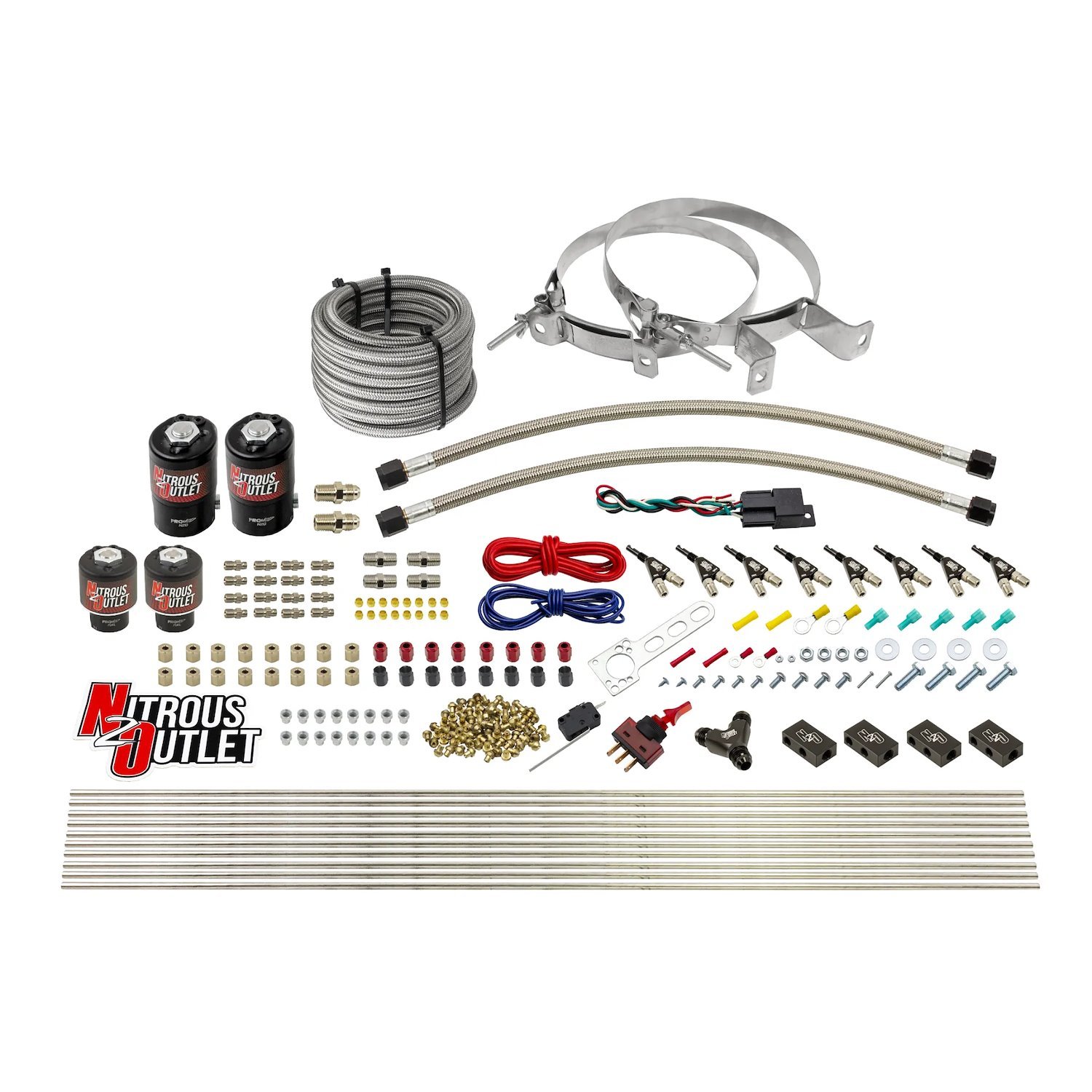 00-10434-H-00 8-Cyl Direct Port System, Two .122 Nitrous Solenoids/Two .177 Fuel Solenoids/Compact Distribution Blocks