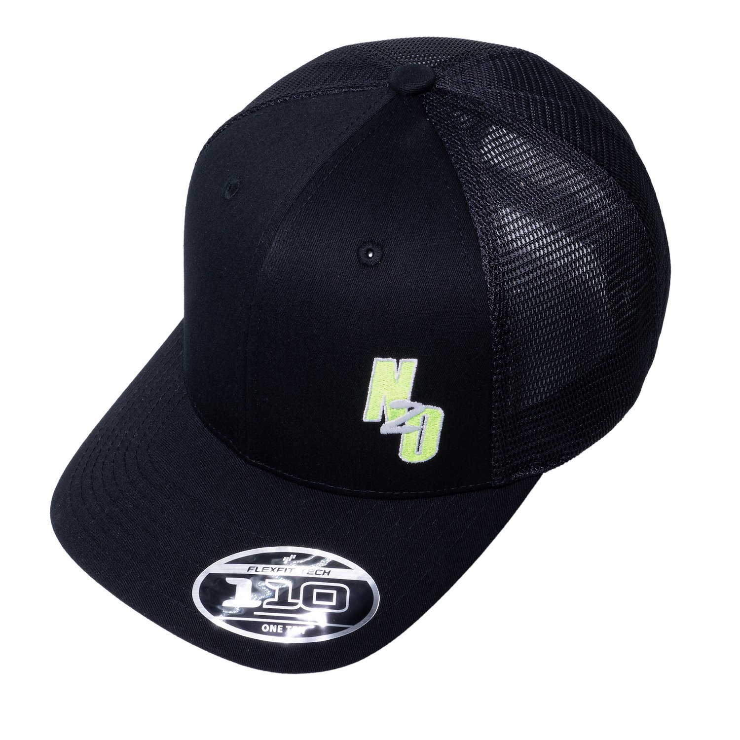 00-91029 Flex Fit Mesh Snap Back Hat, Black/Neon Green