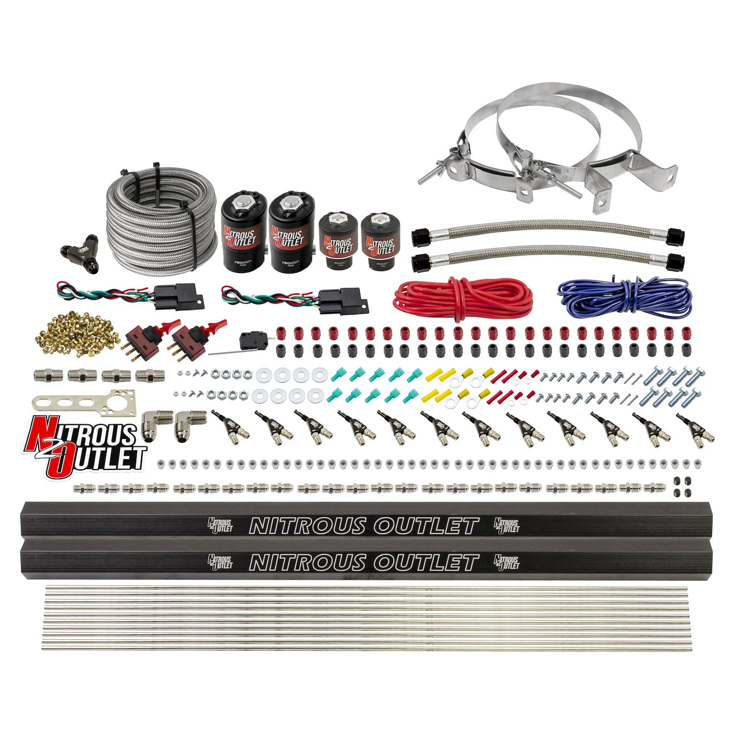 00-10399-R-DS-00 6-Cyl Dual-Stage Direct Port System, Two .122 Nitrous Solenoids